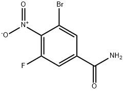 3-溴-5-氟-4-硝基苯甲酰胺,1807089-08-2,结构式