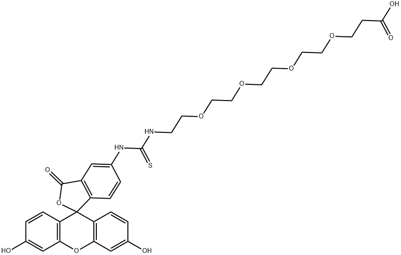フルオレセイン-PEG4-酸 化学構造式