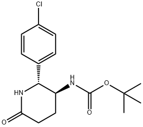 Carbamic acid, N-[(2R,3S)-2-(4-chlorophenyl)-6-oxo-3-piperidinyl]-, 1,1-dimethylethyl ester Structure
