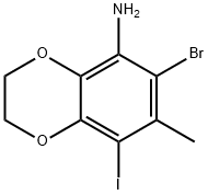 1,4-Benzodioxin-5-amine, 6-bromo-2,3-dihydro-8-iodo-7-methyl- 结构式