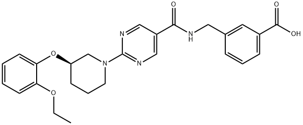 Benzoic acid, 3-[[[[2-[(3R)-3-(2-ethoxyphenoxy)-1-piperidinyl]-5-pyrimidinyl]carbonyl]amino]methyl]- Structure