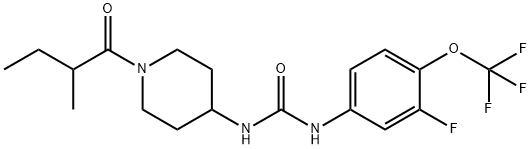 化合物 UREA, N-[3-FLUORO-4-(TRIFLUOROMETHOXY)PHENYL]-N'-[1-(2-METHYL-1-OXOBUTYL)-4-PIPERIDINYL]-,1809885-55-9,结构式