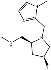 {[(2S,4S)-4-fluoro-1-[(1-methyl-1H-imidazol-2-yl)methyl]pyrrolidin-2-yl]methyl}(methyl)amine 化学構造式