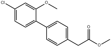 [1,1'-Biphenyl]-4-acetic acid, 4'-chloro-2'-methoxy-, methyl ester 结构式