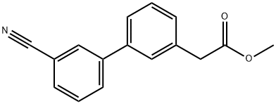 [1,1'-Biphenyl]-3-acetic acid, 3'-cyano-, methyl ester 化学構造式