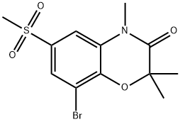8-溴-2,2,4-三甲基-6-(甲基磺酰基)-2H-苯并[B][1,4]噁嗪-3(4H)-酮, 1820889-84-6, 结构式