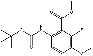 Benzoic acid, 6-[[(1,1-dimethylethoxy)carbonyl]amino]-2-fluoro-3-methoxy-, methyl ester Struktur