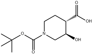 1,4-Piperidinedicarboxylic acid, 3-hydroxy-, 1-(1,1-dimethylethyl) ester, (3R,4S)- Structure