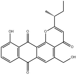 4H-Anthra[1,2-b]pyran-4,7,12-trione, 11-hydroxy-5-(hydroxymethyl)-2-[(1R)-1-methylpropyl]- Struktur