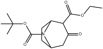 8-Boc-3-oxo-8-aza-bicyclo[3.2.1]octane-2-carboxylic acid ethyl ester Struktur