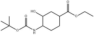 ethyl 4-(tert-butoxycarbonylamino)-3-hydroxy-cyclohexanecarboxylate Struktur