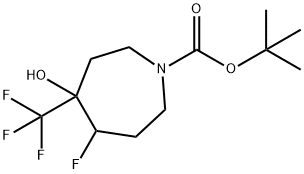 Tert-Butyl 5-Fluoro-4-Hydroxy-4-(Trifluoromethyl)Azepane-1-Carboxylate(WX641584) Structure