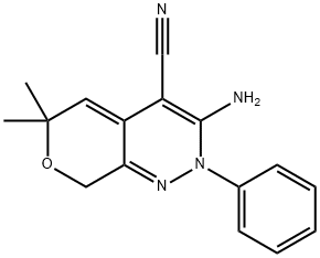 6H-Pyrano[3,4-c]pyridazine-4-carbonitrile, 3-amino-2,8-dihydro-6,6-dimethyl-2-phenyl- Structure