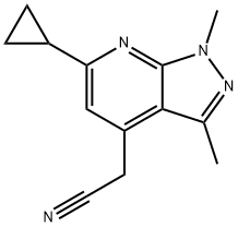 (6-cyclopropyl-1,3-dimethyl-1H-pyrazolo[3,4-b]pyridin-4-yl)acetonitrile Struktur