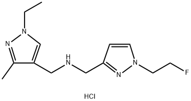 1-(1-ethyl-3-methyl-1H-pyrazol-4-yl)-N-{[1-(2-fluoroethyl)-1H-pyrazol-3-yl]methyl}methanamine,1855937-77-7,结构式