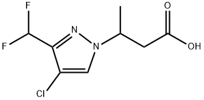 3-[4-chloro-3-(difluoromethyl)-1H-pyrazol-1-yl]butanoic acid 化学構造式