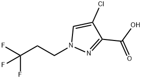 4-chloro-1-(3,3,3-trifluoropropyl)-1H-pyrazole-3-carboxylic acid 化学構造式