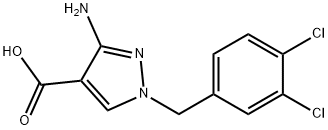 3-amino-1-(3,4-dichlorobenzyl)-1H-pyrazole-4-carboxylic acid Struktur