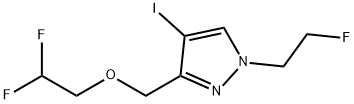 3-[(2,2-difluoroethoxy)methyl]-1-(2-fluoroethyl)-4-iodo-1H-pyrazole Struktur