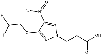3-[3-(2,2-difluoroethoxy)-4-nitro-1H-pyrazol-1-yl]propanoic acid 化学構造式