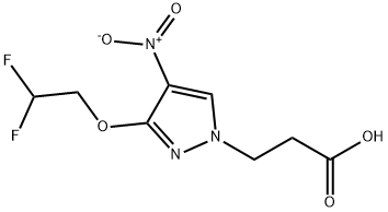 3-[3-(2,2-difluoroethoxy)-4-nitro-1H-pyrazol-1-yl]propanoic acid Struktur