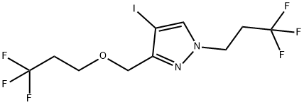 4-iodo-3-[(3,3,3-trifluoropropoxy)methyl]-1-(3,3,3-trifluoropropyl)-1H-pyrazole Struktur