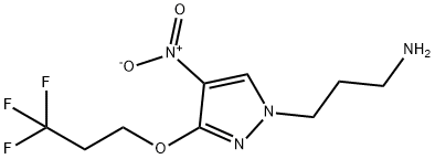 3-[4-nitro-3-(3,3,3-trifluoropropoxy)-1H-pyrazol-1-yl]propan-1-amine 化学構造式