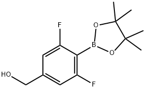 Benzenemethanol, 3,5-difluoro-4-(4,4,5,5-tetramethyl-1,3,2-dioxaborolan-2-yl)- 化学構造式