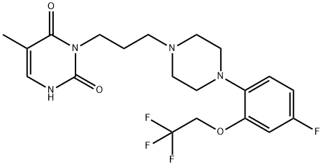 2,4(1H,3H)-Pyrimidinedione, 3-[3-[4-[4-fluoro-2-(2,2,2-trifluoroethoxy)phenyl]-1-piperazinyl]propyl]-5-methyl- Struktur