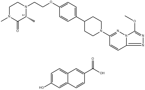(3R)-4-[2-[4-[1-(3-メトキシ-1,2,4-トリアゾロ[4,3-b]ピリダジン-6-イル)-4-ピペリジル]フェノキシ]エチル]-1,3-ジメチルピペラジン-2-オン 化学構造式