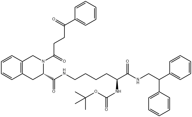 N-(2,2-ジフェニルエチル)-N2-Boc-N6-[2-(3-ベンゾイルプロパノイル)-1,2,3,4-テトラヒドロイソキノリン-3-イルカルボニル]-L-Lys-NH2 化学構造式