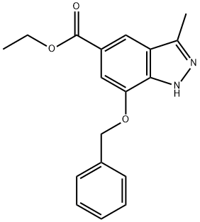 1H-Indazole-5-carboxylic acid, 3-methyl-7-(phenylmethoxy)-, ethyl ester 结构式