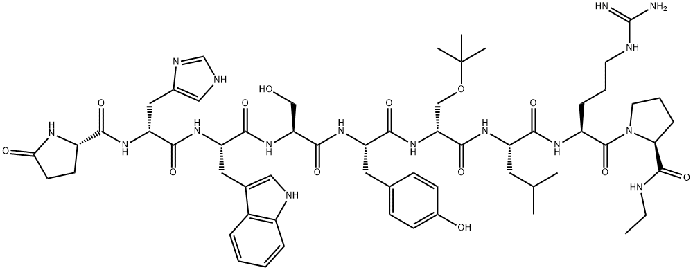 (Des-Gly10,D-His2,D-Ser(tBu)6,Pro-NHEt9)-LHRH 化学構造式