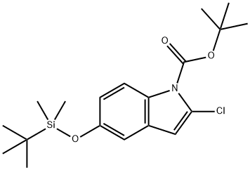 1H-Indole-1-carboxylic acid, 2-chloro-5-[[(1,1-dimethylethyl)dimethylsilyl]oxy]-, 1,1-dimethylethyl ester 结构式