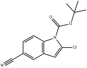 1H-Indole-1-carboxylic acid, 2-chloro-5-cyano-, 1,1-dimethylethyl ester Struktur