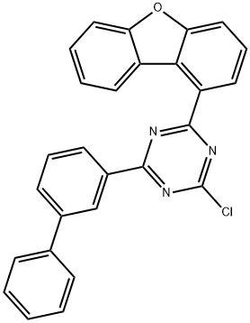 1,3,5-Triazine, 2-[1,1'-biphenyl]-3-yl-4-chloro-6-(1-dibenzofuranyl)- Struktur