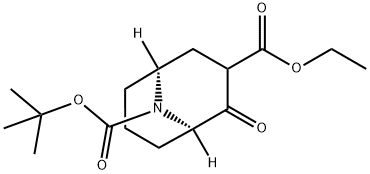 9-(叔丁基)3-乙基(1R,5S)-2-氧代-9-氮杂双环[3.3.1]壬烷-3,9-二羧酸酯,1884387-04-5,结构式