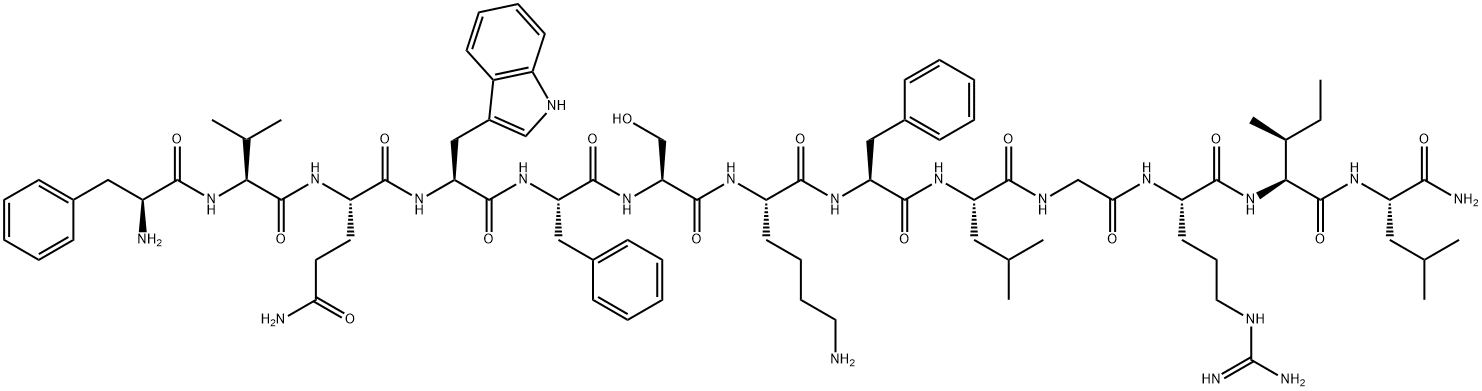 L-Leucinamide, L-phenylalanyl-L-valyl-L-glutaminyl-L-tryptophyl-L-phenylalanyl-L-seryl-L-lysyl-L-phenylalanyl-L-leucylglycyl-L-arginyl-L-isoleucyl- Structure