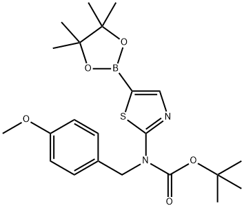 2-[N-BOC-N-(p-methoxybenzyl)amino]thiazole-5-boronic acid pinacol ester Structure