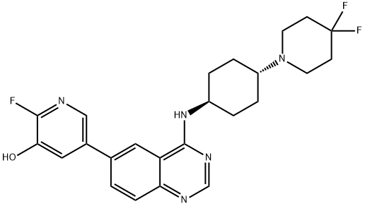 3-Pyridinol, 5-[4-[[trans-4-(4,4-difluoro-1-piperidinyl)cyclohexyl]amino]-6-quinazolinyl]-2-fluoro- Structure