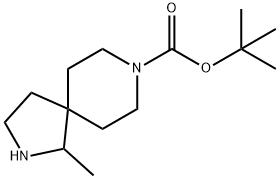 2,8-Diazaspiro[4.5]decane-8-carboxylic acid, 1-methyl-, 1,1-dimethylethyl ester 化学構造式