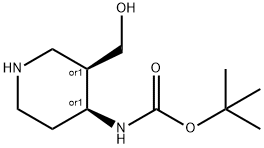 Carbamic acid, N-[(3R,4S)-3-(hydroxymethyl)-4-piperidinyl]-, 1,1-dimethylethyl ester, rel- 结构式