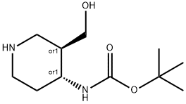 tert-butyl N-[(3S,4S)-rel-3-(hydroxymethyl)-4-piperidyl]carbamate, 1903840-04-9, 结构式