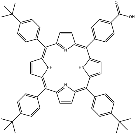 4-(10,15,20-tris(4-(tert-butyl)phenyl)porphyrin-5-yl)benzoic acid Structure