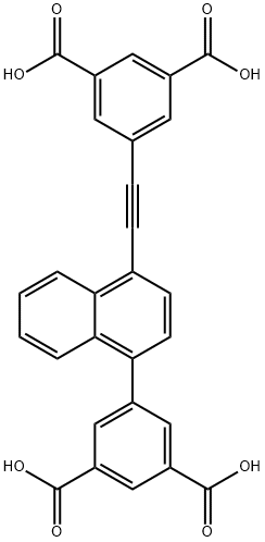 1,3-Benzenedicarboxylic acid, 5-[4-[2-(3,5-dicarboxyphenyl)ethynyl]-1-naphthalenyl]- 结构式