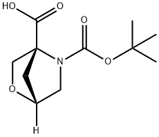 (1R,4R)-5-tert-butoxycarbonyl-2-oxa-5-azabicyclo[2.2.1]heptane-4-carboxylic acid 化学構造式