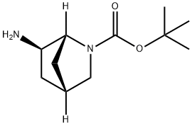 2-Azabicyclo[2.2.1]heptane-2-carboxylic acid, 6-amino-, 1,1-dimethylethyl ester, (1R,4R,6R)- Struktur