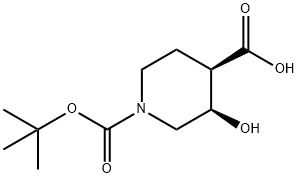 1,4-Piperidinedicarboxylic acid, 3-hydroxy-, 1-(1,1-dimethylethyl) ester, (3R,4R)- Structure