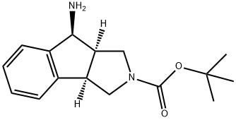 Indeno[1,2- c ]pyrrole-2(1 H )-carboxylic acid, 8-
amino-3,3a,8,8a-tetrahydro-, 1,1-dimethylethyl
ester, (3aR ,8S ,8aR )- Structure