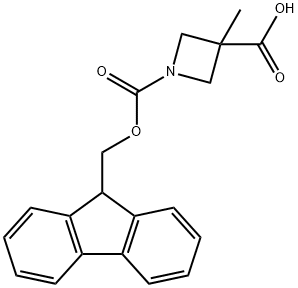 1-(((9H-fluoren-9-yl)methoxy)carbonyl)-3-methylazetidine-3-carboxylic acid Struktur